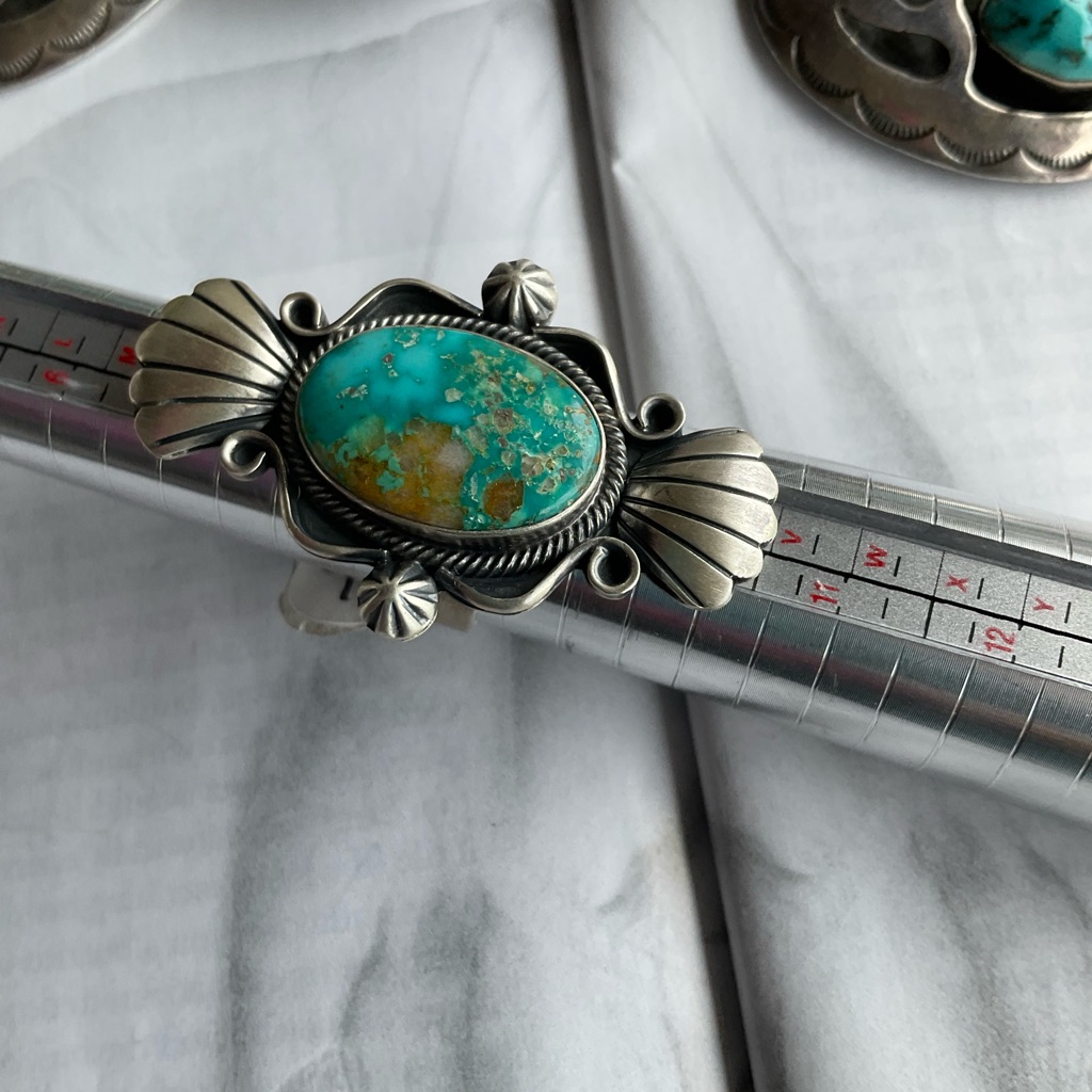 Native Made Turquoise And Sterling Silver Statement Ring ~ Size 9 Marita Benally